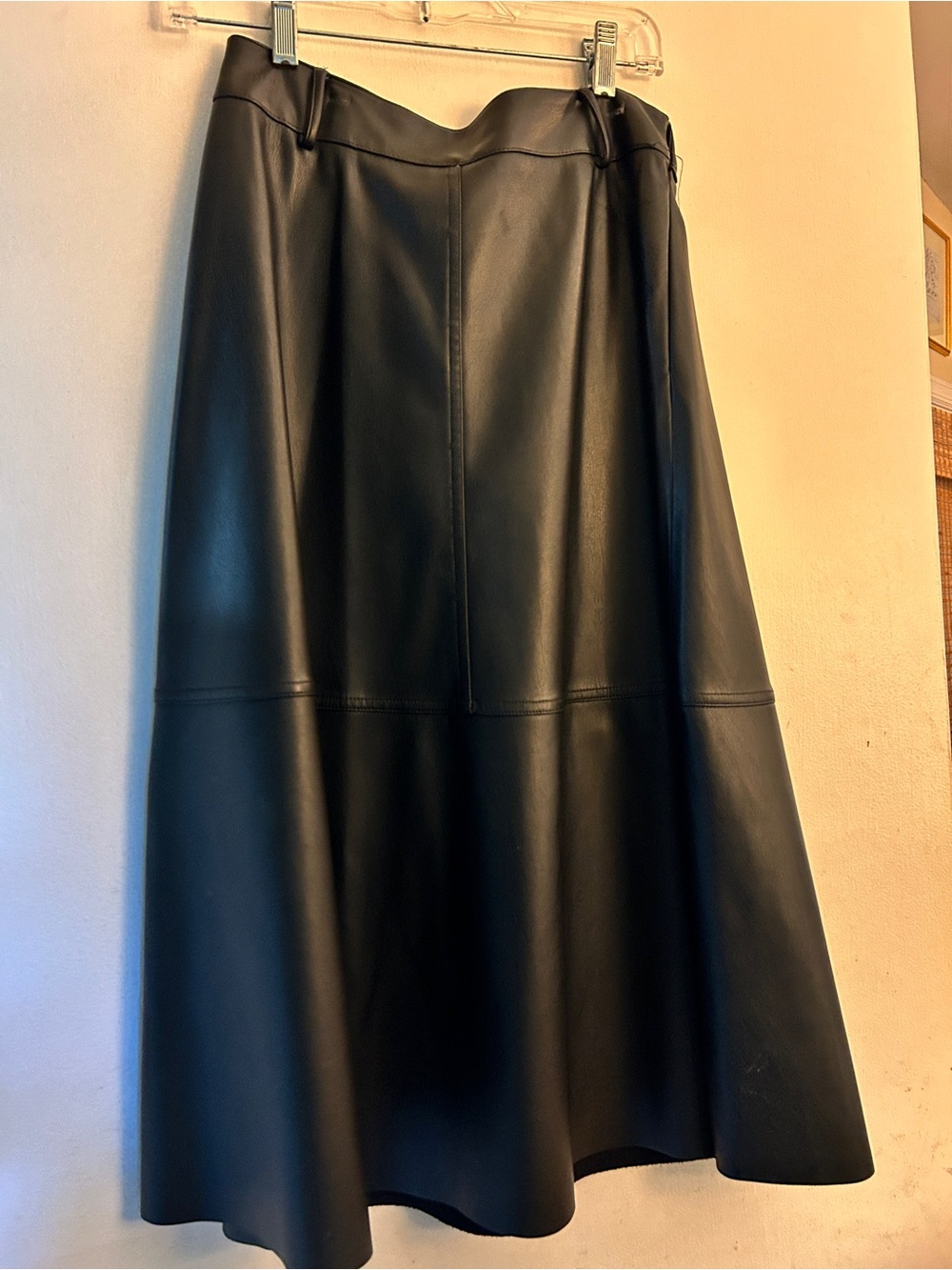 Zara Faux Leather Black Midi Skirt - Picture 7 of 8